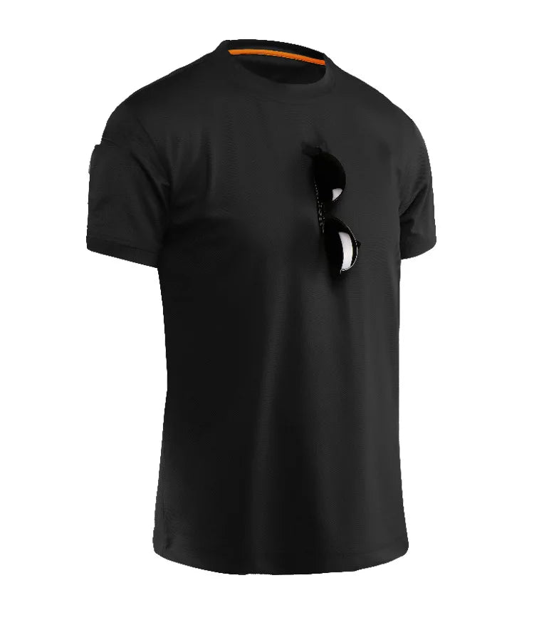 Tactical T-shirt Combat T Shirt Quick Dry Tees Men's Outdoor Hunting Camping Hiking O-Neck Lapel Short Sleeve