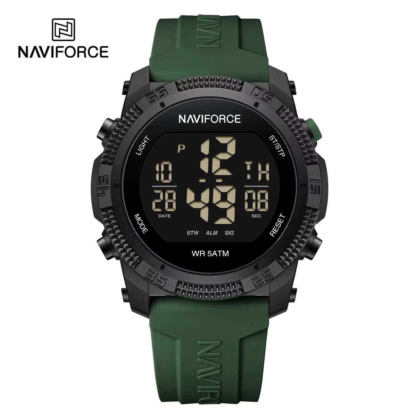 For 7104 Men's Watch Simple Fashion Casual Sports Stainless Steel Case 3ATM Waterproof Luminous Calendar Silicone Strap