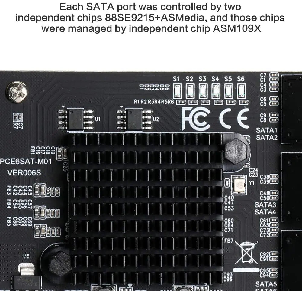 PCIe SATA Card 6/10 Port 6Gbps SATA 3.0 PCIe Card,Support 10 SATA 3.0 Devices, Built-in Adapter Converter For Desktop PC