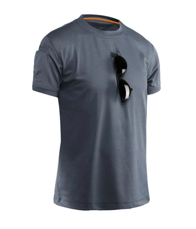 Tactical T-shirt Combat T Shirt Quick Dry Tees Men's Outdoor Hunting Camping Hiking O-Neck Lapel Short Sleeve