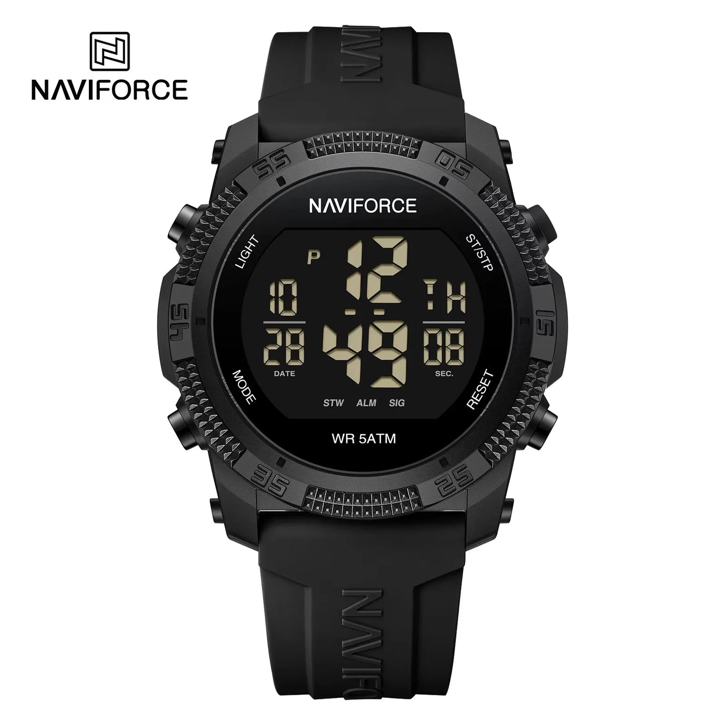 For 7104 Men's Watch Simple Fashion Casual Sports Stainless Steel Case 3ATM Waterproof Luminous Calendar Silicone Strap