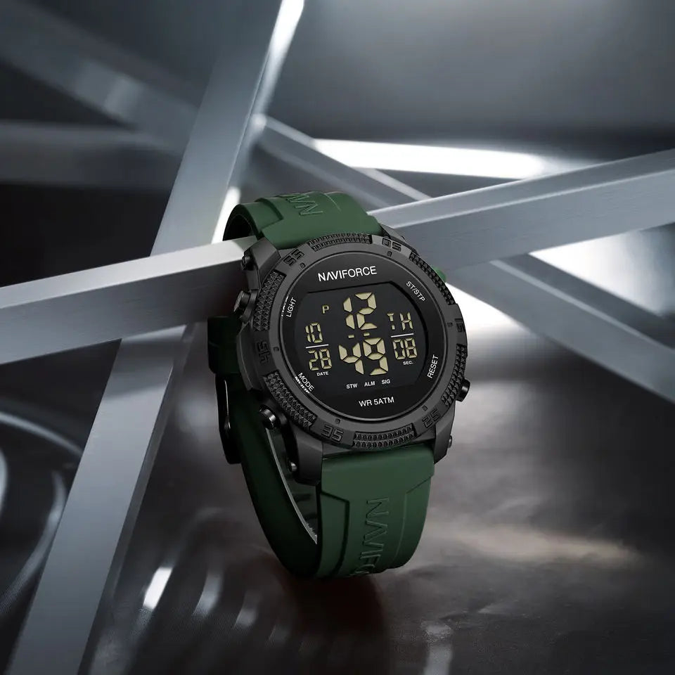 For 7104 Men's Watch Simple Fashion Casual Sports Stainless Steel Case 3ATM Waterproof Luminous Calendar Silicone Strap