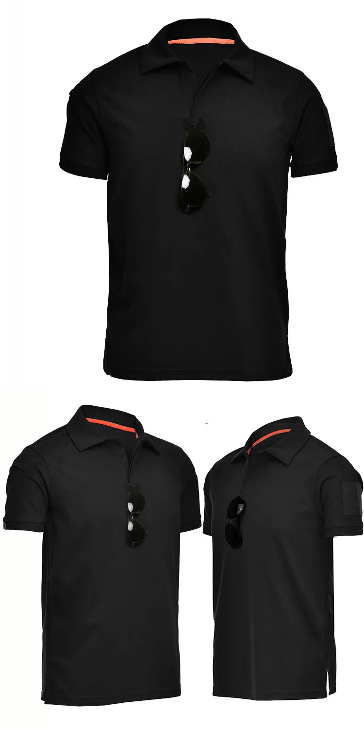 Tactical T-shirt Combat T Shirt Quick Dry Tees Men's Outdoor Hunting Camping Hiking O-Neck Lapel Short Sleeve