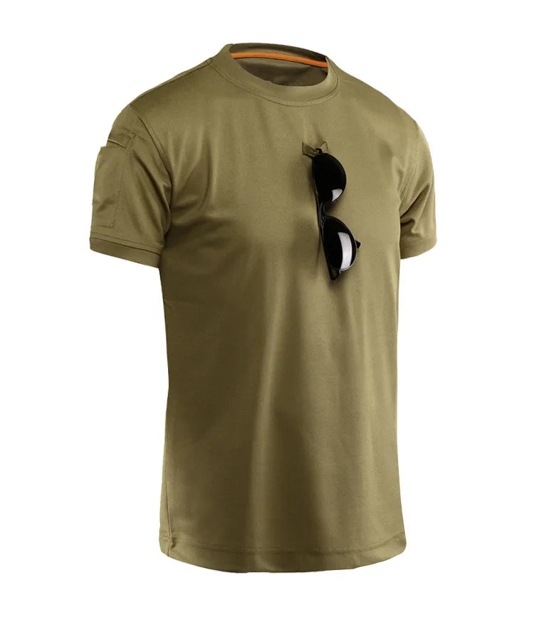 Tactical T-shirt Combat T Shirt Quick Dry Tees Men's Outdoor Hunting Camping Hiking O-Neck Lapel Short Sleeve