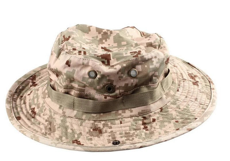 Tactical Boonie Hat Camouflage Fishing Cap Outdoor Sport Sun Bucket Cap Outdoor Training Travel Hunting Hiking Cap