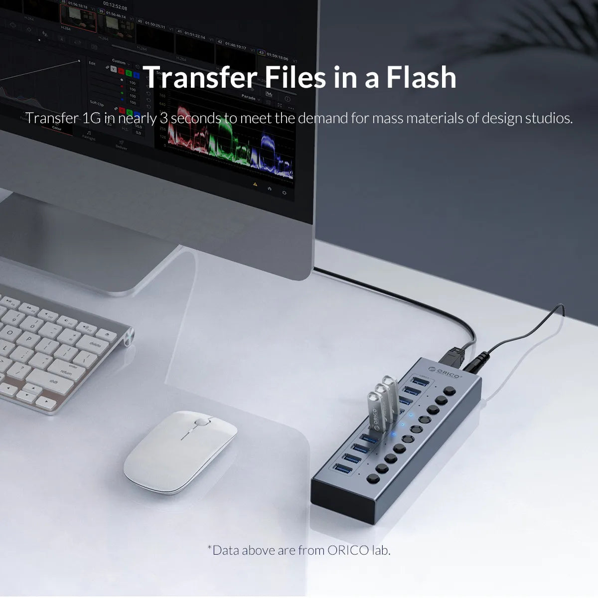 ORICO Powered USB 3.0 HUB 7/10/13/16 Ports Aluminum USB Extension with On/Off Switches Support BC1.2 Charging Splitter For PC