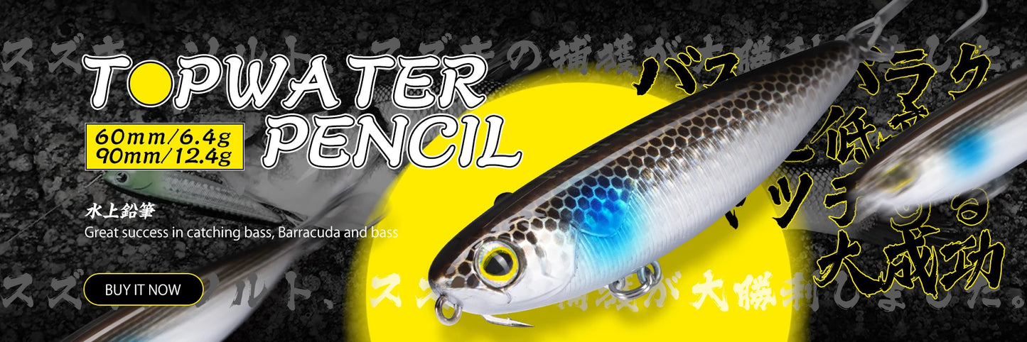 HuntHouse Trairao topwater lure Pencil lure long casting fishing for Bass Pike lure Crazy surface darter sound loud