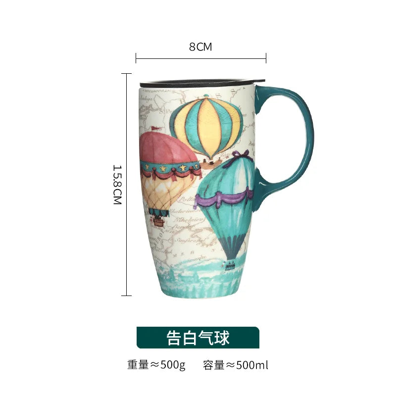 Large-capacity mug mug American ceramic mug ceramic coffee creative coffee cup with lid household water cup