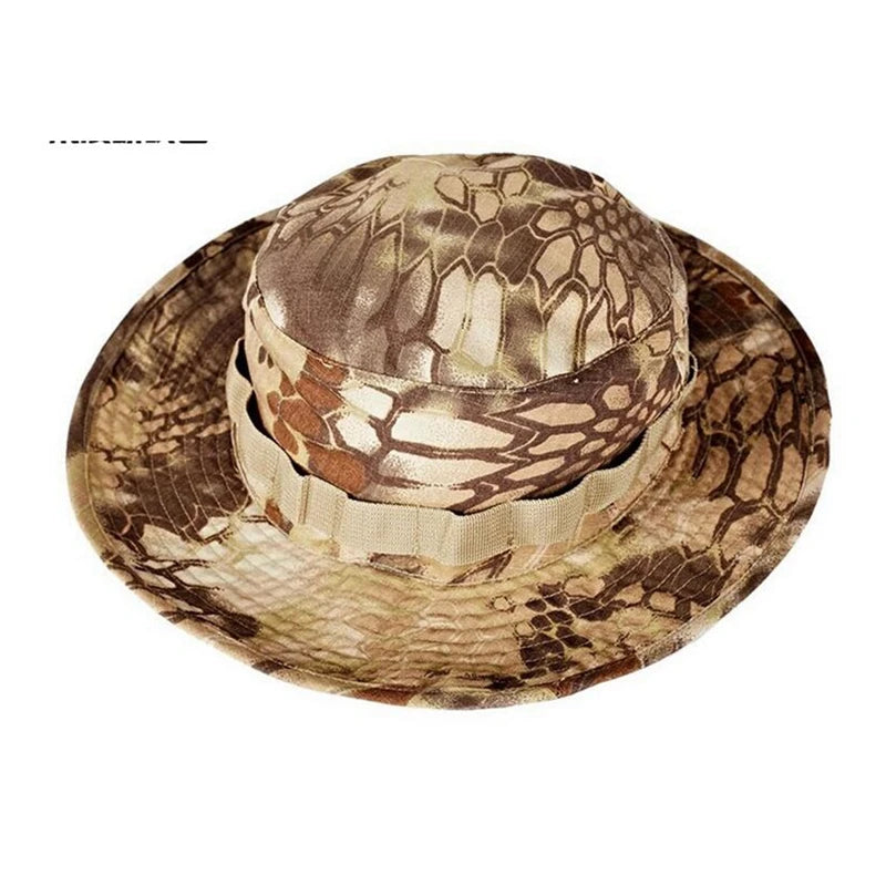Tactical Boonie Hat Camouflage Fishing Cap Outdoor Sport Sun Bucket Cap Outdoor Training Travel Hunting Hiking Cap
