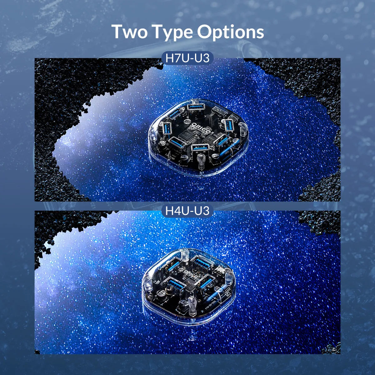 ORICO Transparent Series USB HUB Multi 4 7 Port High Speed USB3.0 Splitter With Micro USB Power Port  For Laptop PC OTG Adapter