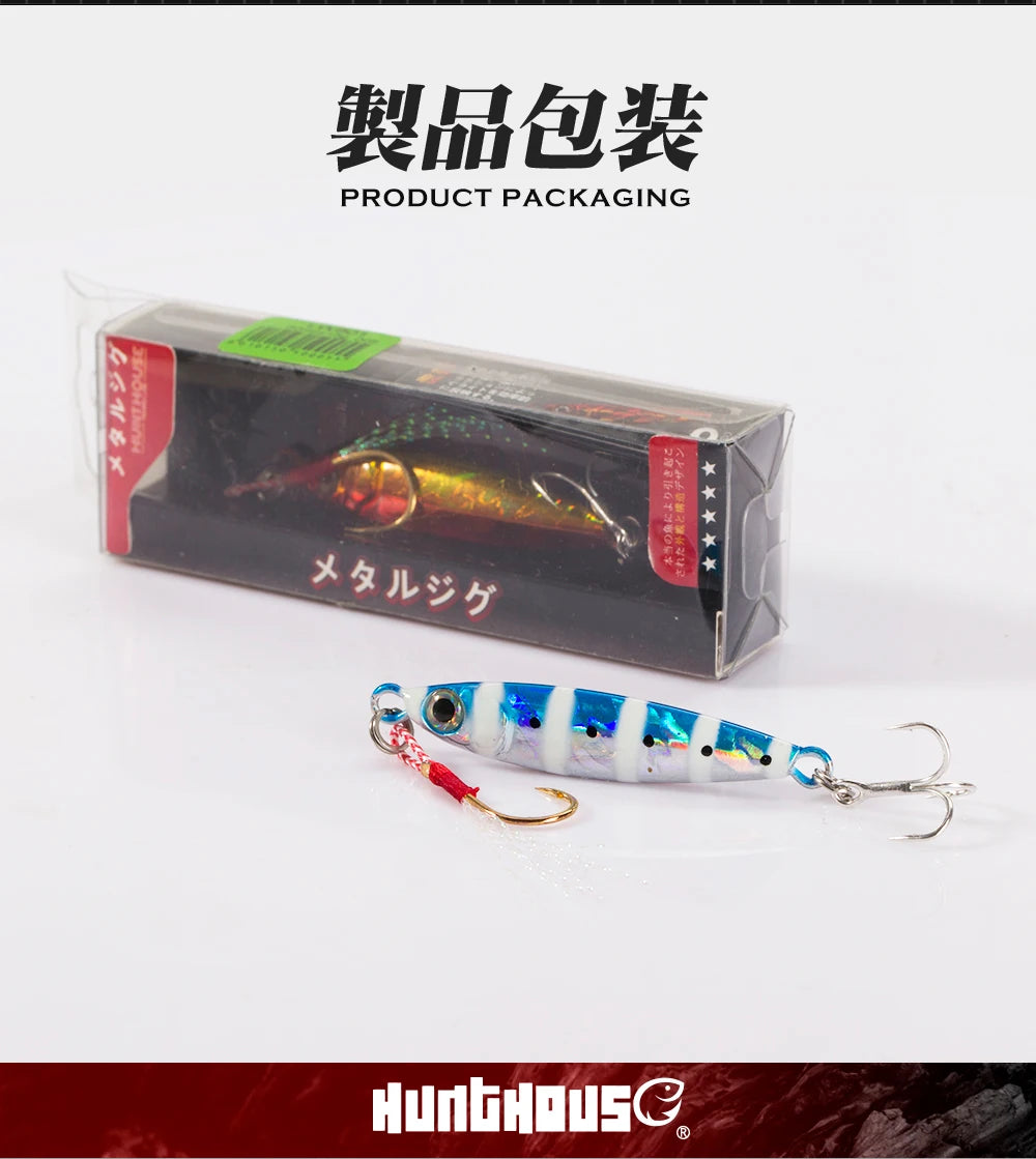 Hunthouse New Metal Cast Lure Fishing Jig Spoon 15/25/30/45g Shore Casting Jigging Fish Sea Bass Fishing Lure Tackle