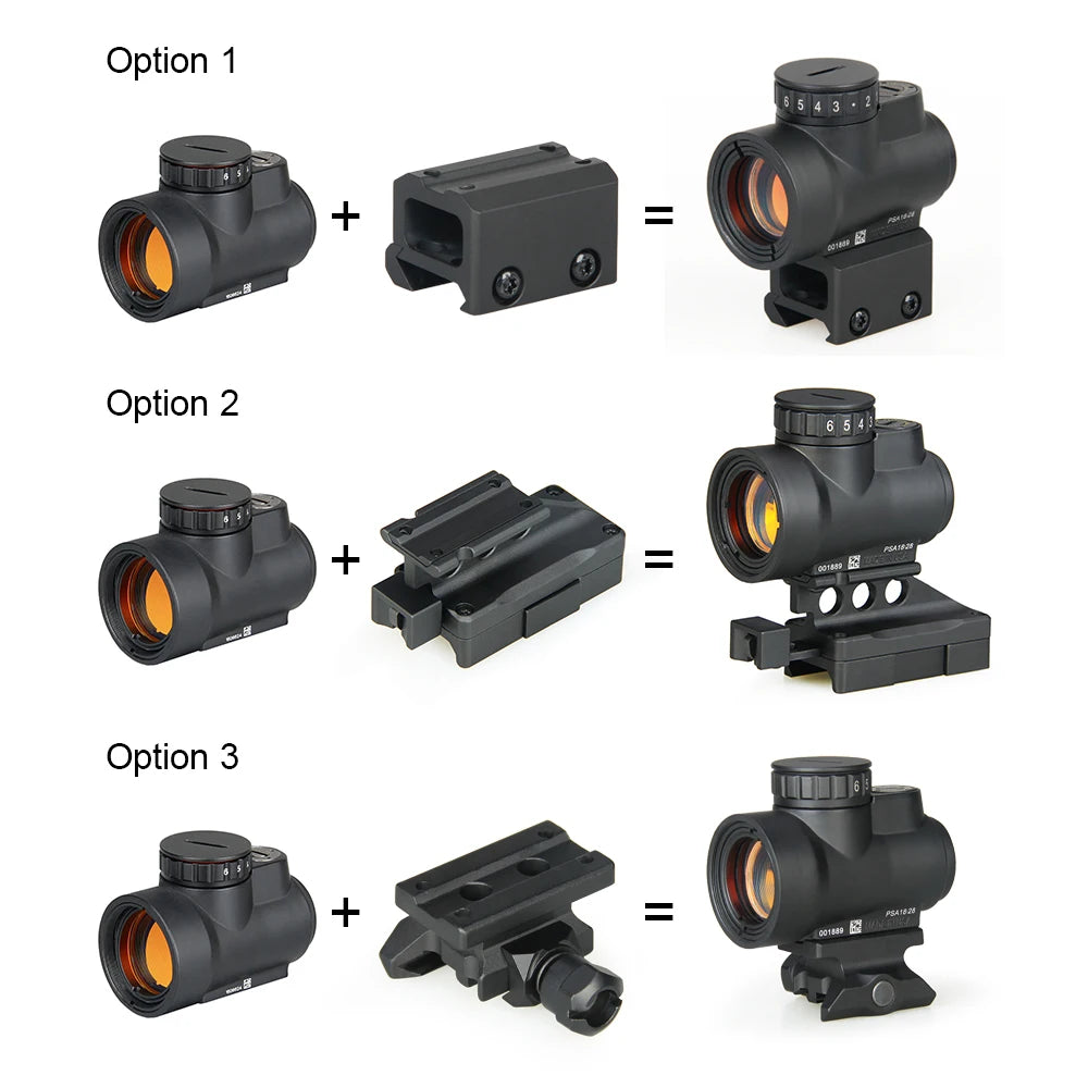 Tactical 1x Mini style red dot sight scope with high and Low picatinny rail mount base hunting shooting HK2-0105