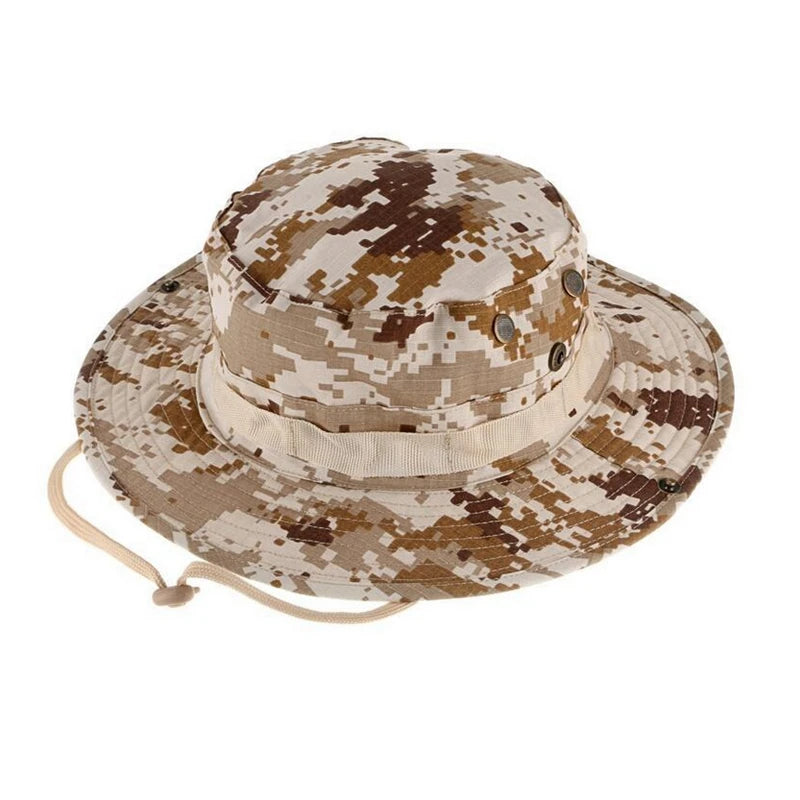 Tactical Boonie Hat Camouflage Fishing Cap Outdoor Sport Sun Bucket Cap Outdoor Training Travel Hunting Hiking Cap