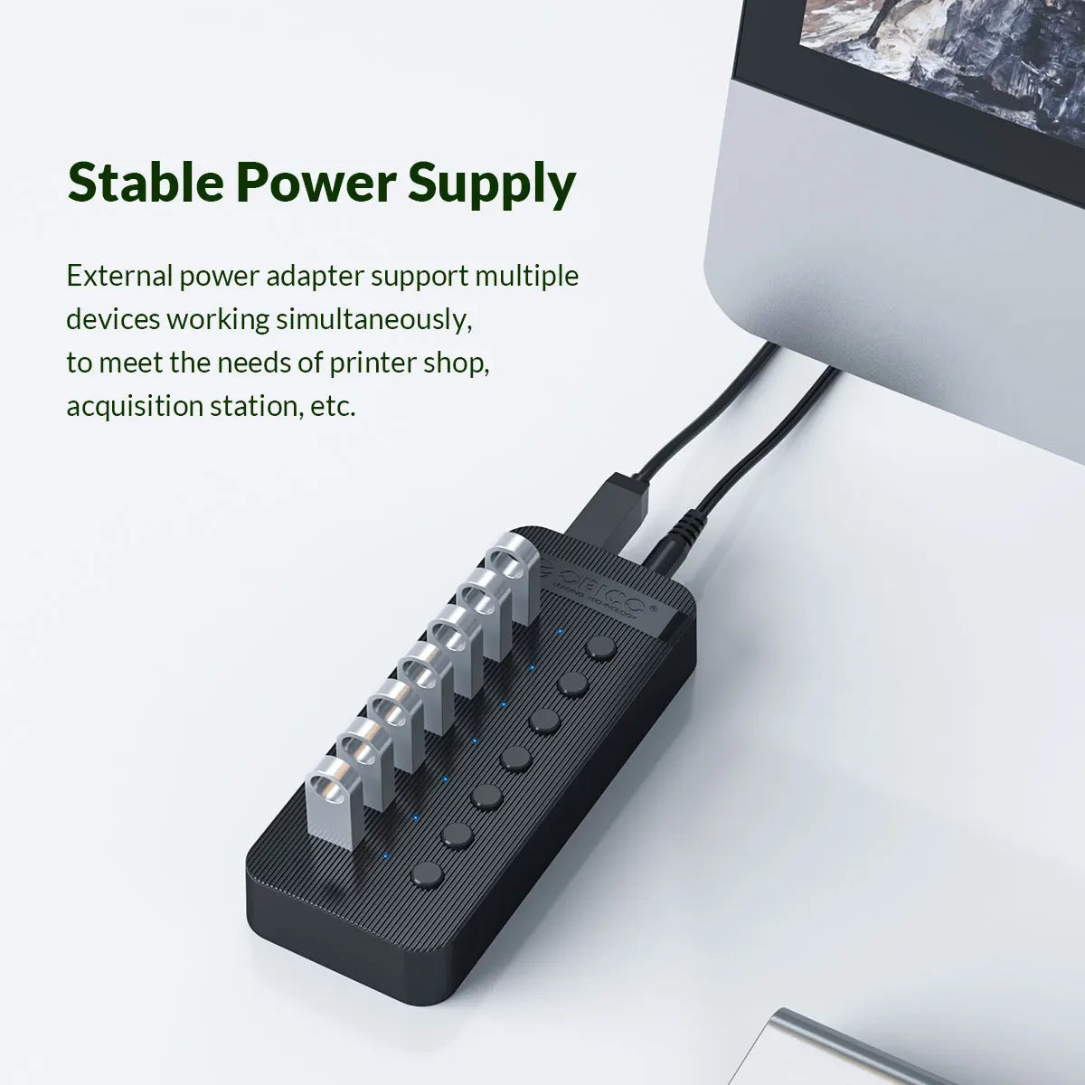 ORICO Industrial 7/10/13/16 Port USB 3.0 Hub Multiple Expander Socket Splitter On/Off Key Switch Dock USB Charger Power Adapter