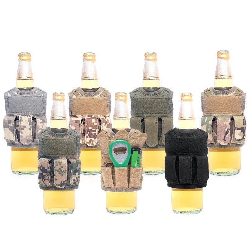 Tactical Beer Bottle Vest  Sports Mini Miniature Molle Vest Outdoor Upgraded Bottle Drink Set Adjustable Shoulder Straps
