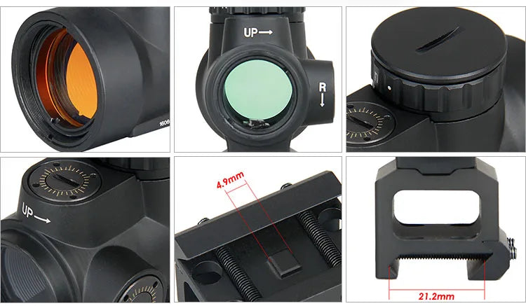 Tactical 1x Mini style red dot sight scope with high and Low picatinny rail mount base hunting shooting HK2-0105