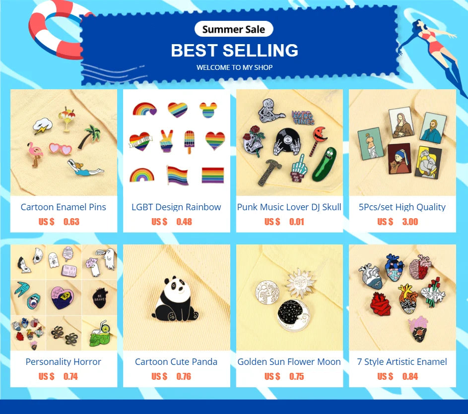 Personality Music Enthusiast Badges Pins MUSIC IS MY LIFE Earphone CD Brooches Kids Backpack Decoration Pins Jewelry Gift Girl