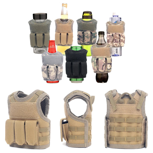 Tactical Beer Bottle Vest  Sports Mini Miniature Molle Vest Outdoor Upgraded Bottle Drink Set Adjustable Shoulder Straps