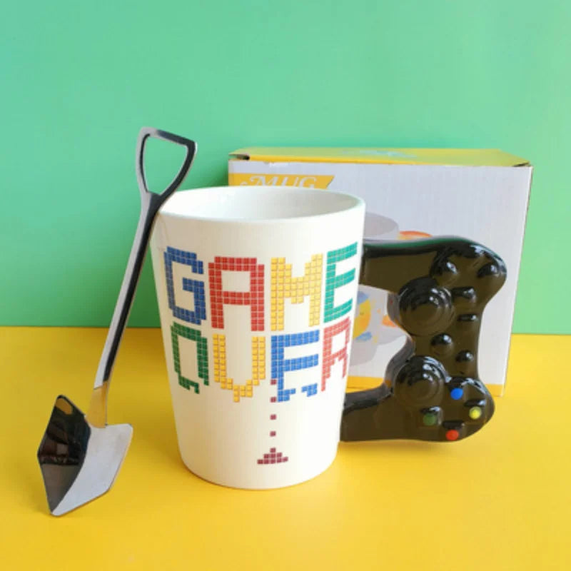 Ceramic Mugs Creative 3D Game Over Coffee Cups Student Milk Game Controller Handle Funny Mug Birthday Christmas Gamer Gift