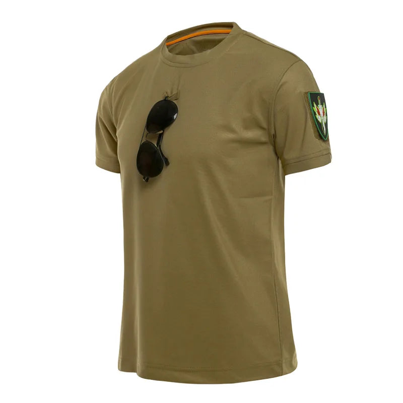 Tactical T-shirt Combat T Shirt Quick Dry Tees Men's Outdoor Hunting Camping Hiking O-Neck Lapel Short Sleeve