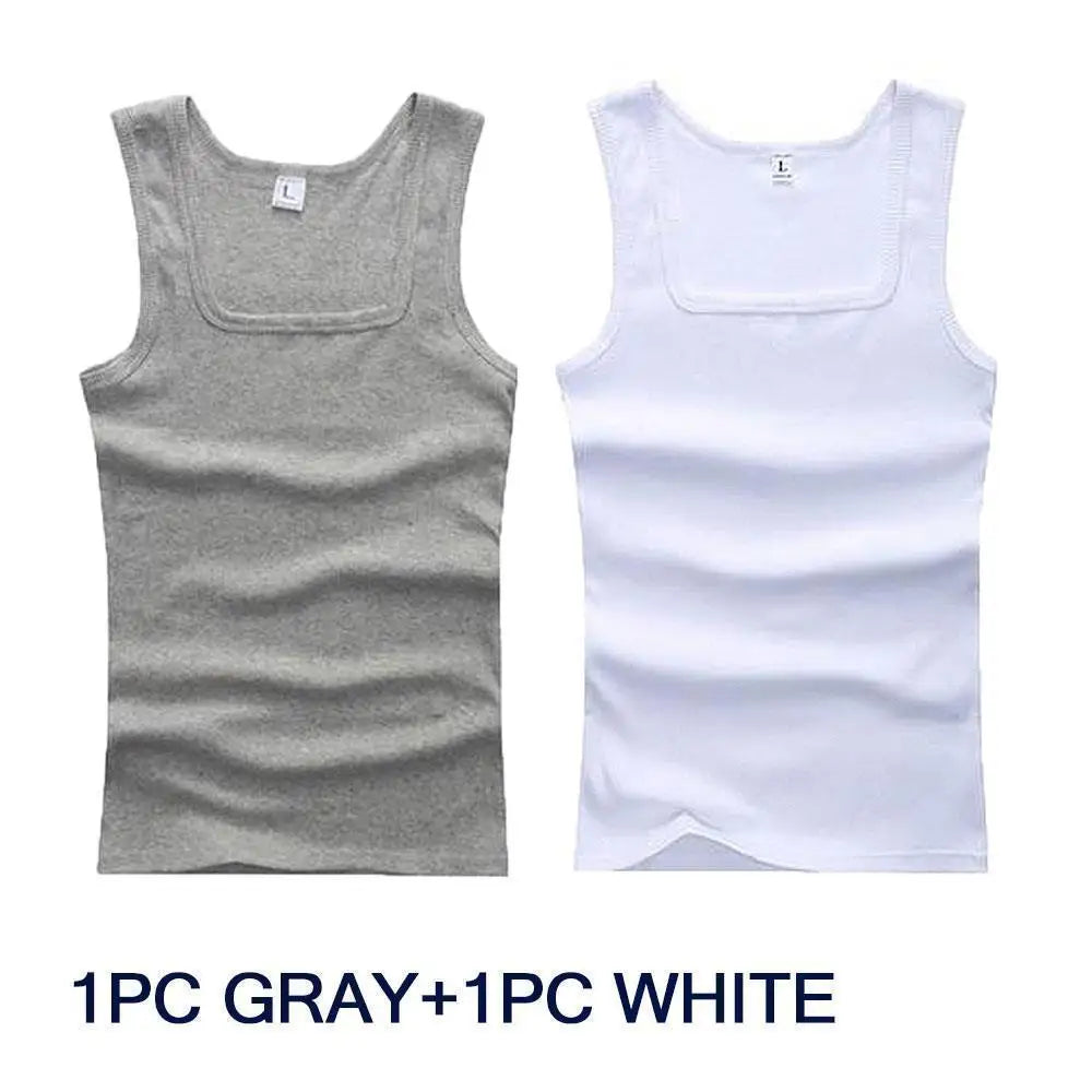 Casual Men Vest Cool Fitness Vest Sleeveless Tops Undershirt Plus Size Men Clothing Tank Tops Summer Black White Gray Vest Male