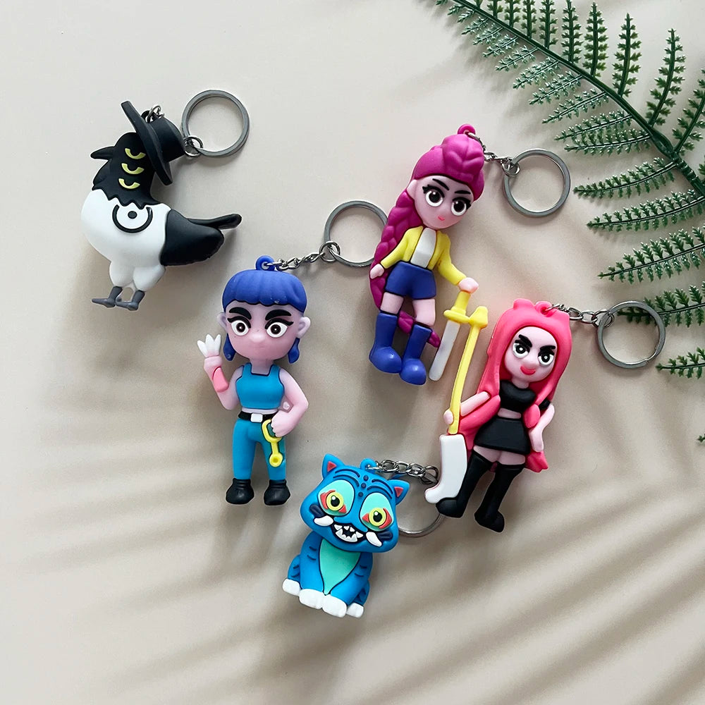 Anime Kawaii KPop Demon Hunters PVC Doll Keychain Cute Cartoon Keyring Bag Pendant Fashion Jewelry Accessory for Kids Gift