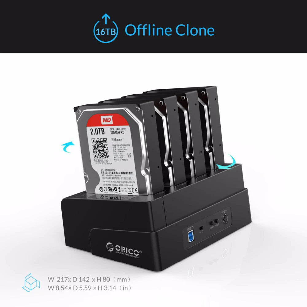 ORICO 2/4 Bay Hard Drive Docking Station with Offline Clone SATA to USB 3.0 HDD Docking Station for 2.5/3.5 inch HDD/SSD