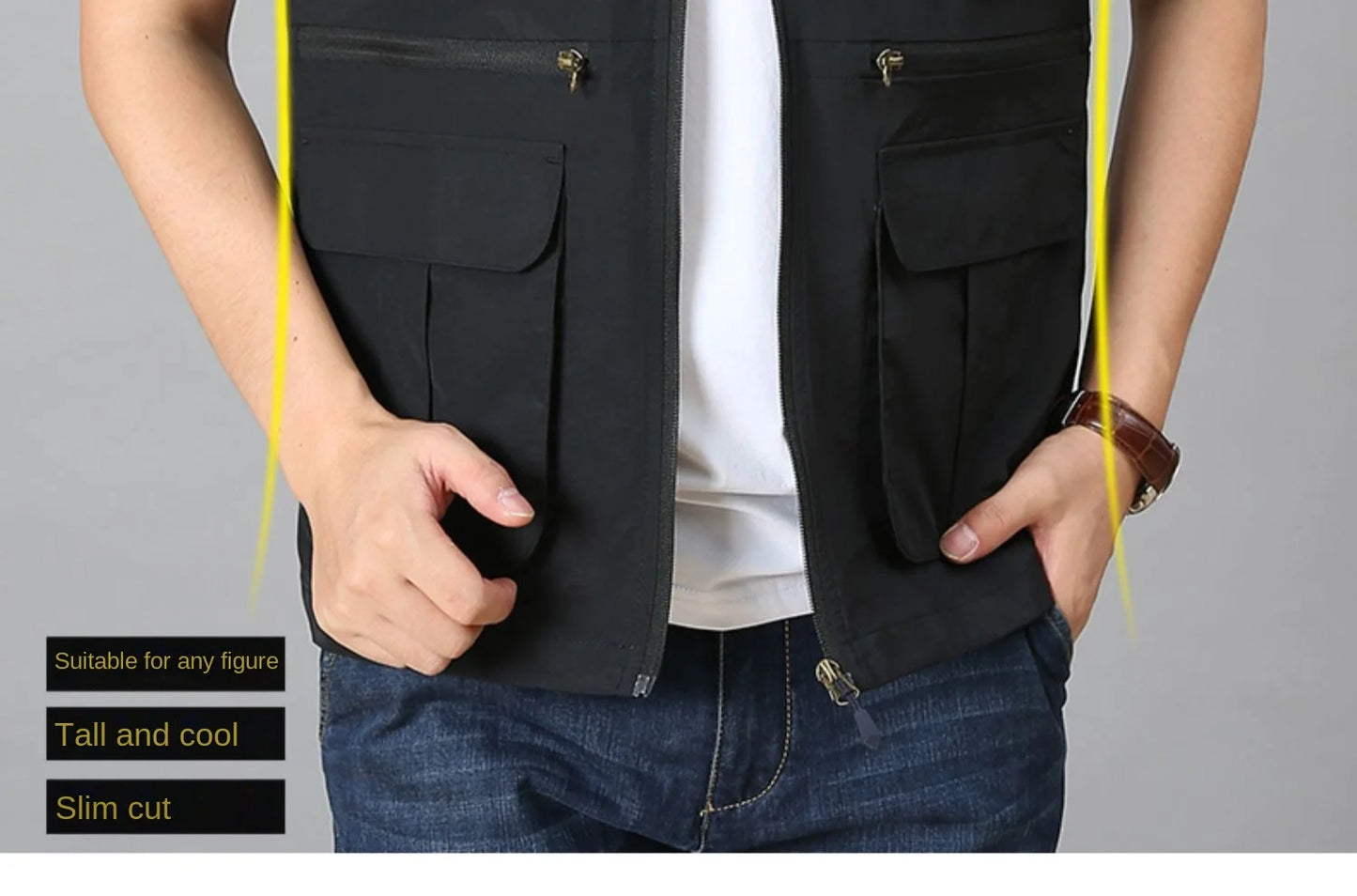 Tactical Vest For Men Golf Hunting Large Size Men's Camping Sleeveless Jacket Multi-pocket Work Padded Luxury MAN Clothing Denim