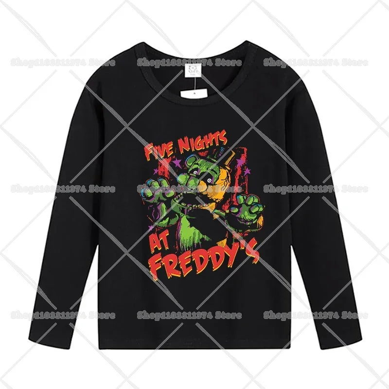 Five Nights At Freddys Long Sleeves Kids T-shirts Anime FNAF Tee Tops Cotton Fashion Children Clothes Undershirt Birthday Gift