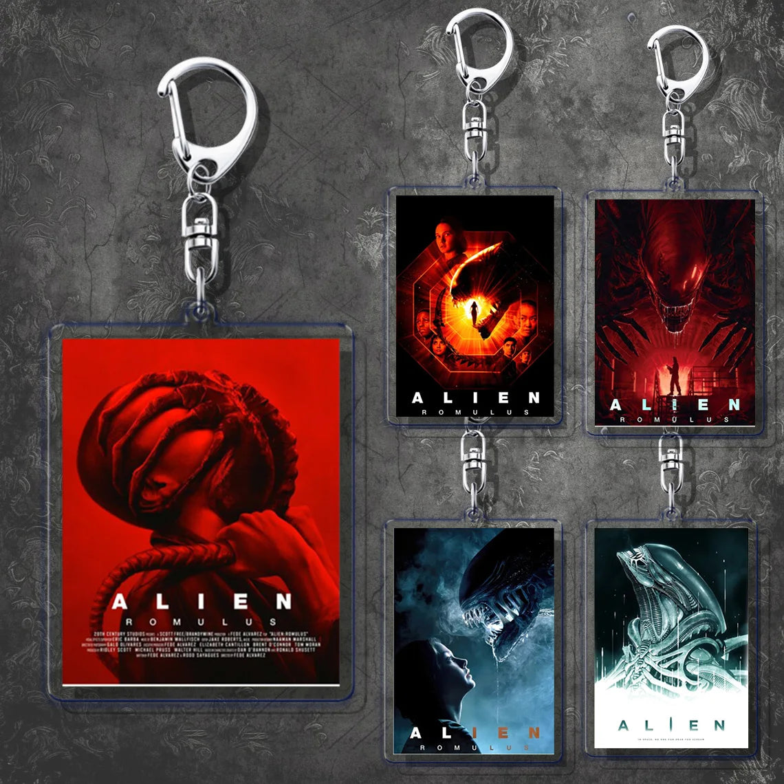 Horror Scary Classic Movie Keychain Key Chain Ring for Bag Xenomorph Sci Fi Keyring Jewelry Gamer Fans Gaming Gift