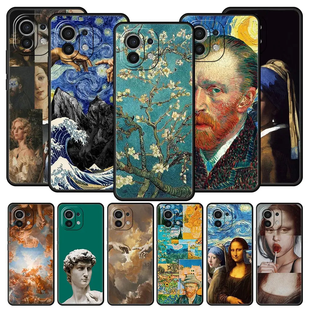 Mona Lisa Van gogh Oil Painting Art Case For Xiaomi 13 12 11 Lite 12T 11T 10T 9T Mi Poco X5 M4 M3 X4 X3 Pro F5 F4 F3 GT 5G Cover