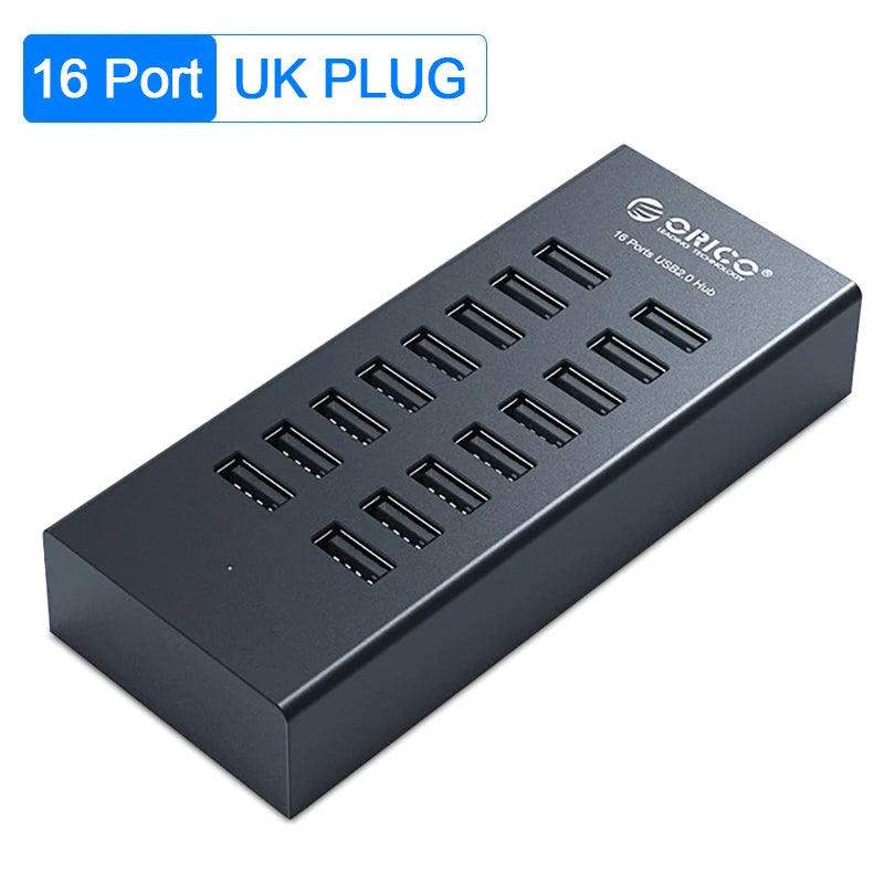 ORICO Industrial USB Hub 16 Port Aluminum USB Splitter Power Adapter Dock Station for Computer Accessories Orico Official Store