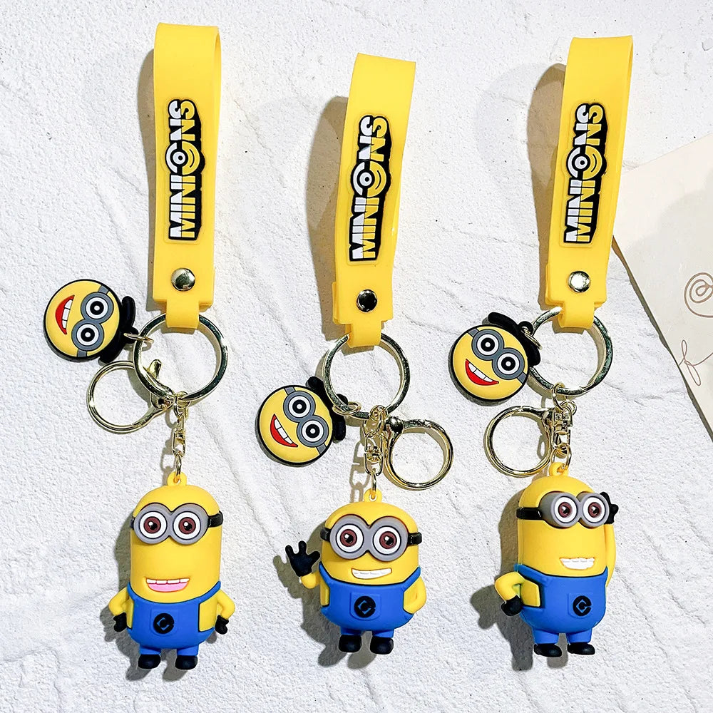 1/6PCS Creative, funny, smiling, Minion cartoon, anime doll, keychain, backpack, pendant chain, gift