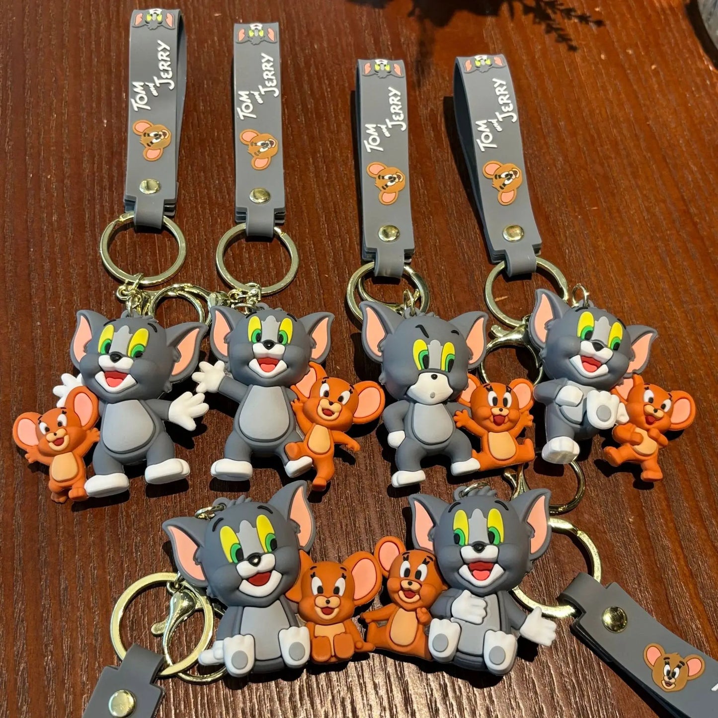 Cartoon Animation Tom and Jerrys Anti-Fall Key Chain, Cute Pvc Doll Car Key Chain, Couple Bag Decoration Pendant, Kawaii Gift