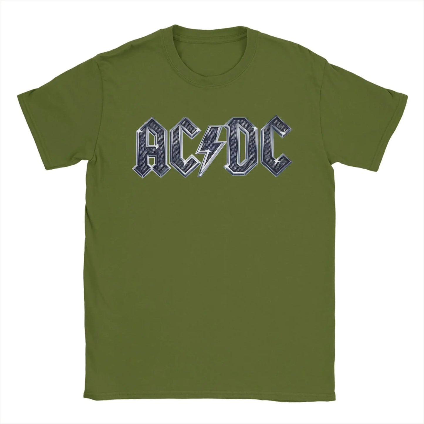 AC-DC T Shirts Men Pure Cotton Funny T-Shirt Crew Neck  Tees Short Sleeve Clothing 4XL 5XL