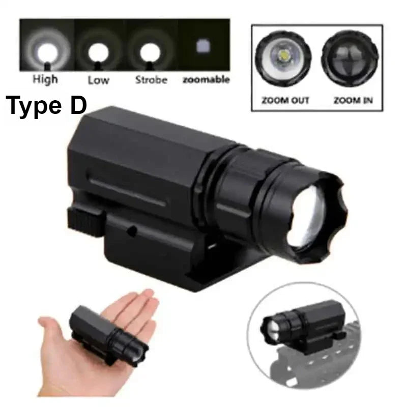 Airsoft Pistol Light Tactical Mini Gun Flashlight QD Quick Release Rifle Torch G17 G18C G22 20mm Rail Handgun G19 Hunting