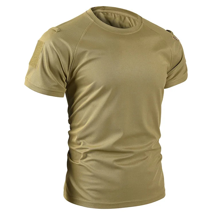 Tactical Short Sleeve T-Shirt Army Military Men's Athletic Tops Workout Gym Training T Shirt Quick Dry Outdoor Hiking Shirt