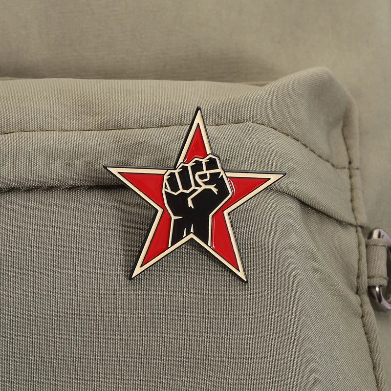 Red Star Fist Enamel Pins Rock Band Brooches Lapel Badges 90'S Anti-war Music Jewelry Gift for Fans Friends