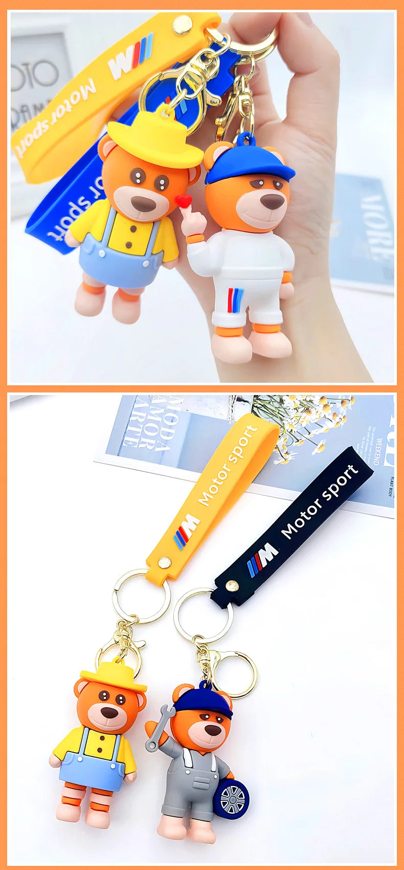 Cartoon Animal  PVC keychain   Doll Pendant Bear Bag car  Accessories