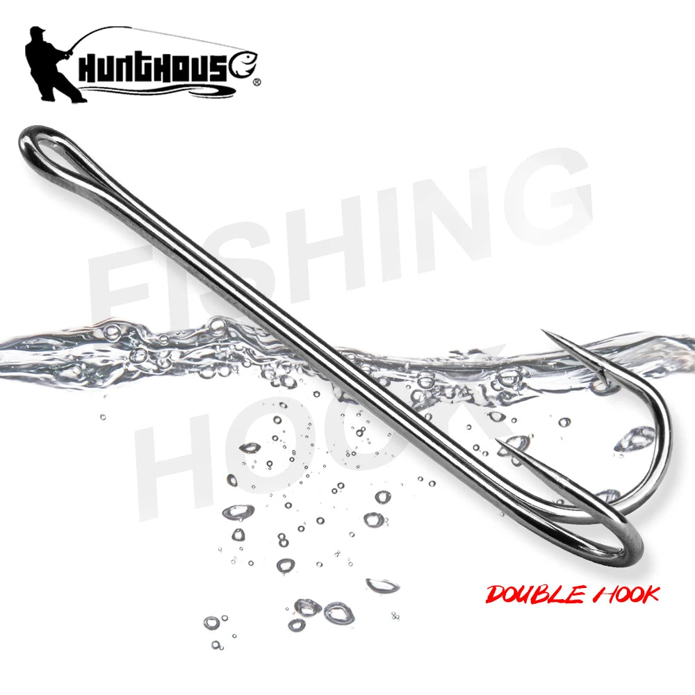 HuntHouse Double Fishing Hook Soft Lure Stainless Steel Weedless Super Sharp 1# 2# 4# 6# 1/0 2/0 3/0 Saltwater Fish Tackle