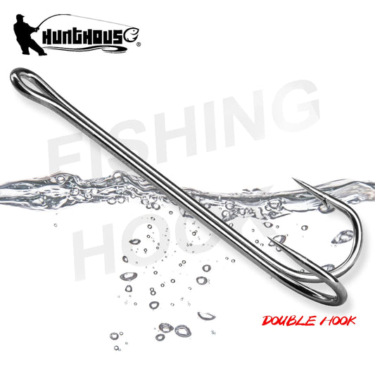 HuntHouse Double Fishing Hook Soft Lure Stainless Steel Weedless Super Sharp 1# 2# 4# 6# 1/0 2/0 3/0 Saltwater Fish Tackle