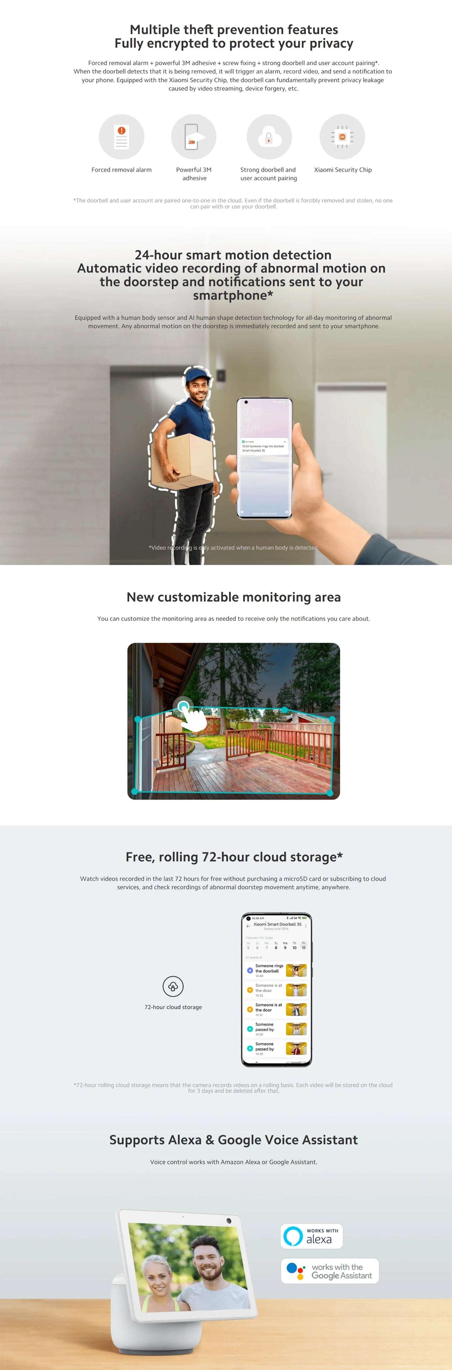 Xiaomi Smart Doorbell 3S 2K Ultra HD Night Vision Video Doorbell Long Battery AI Human Recognition Work with Mi home APP