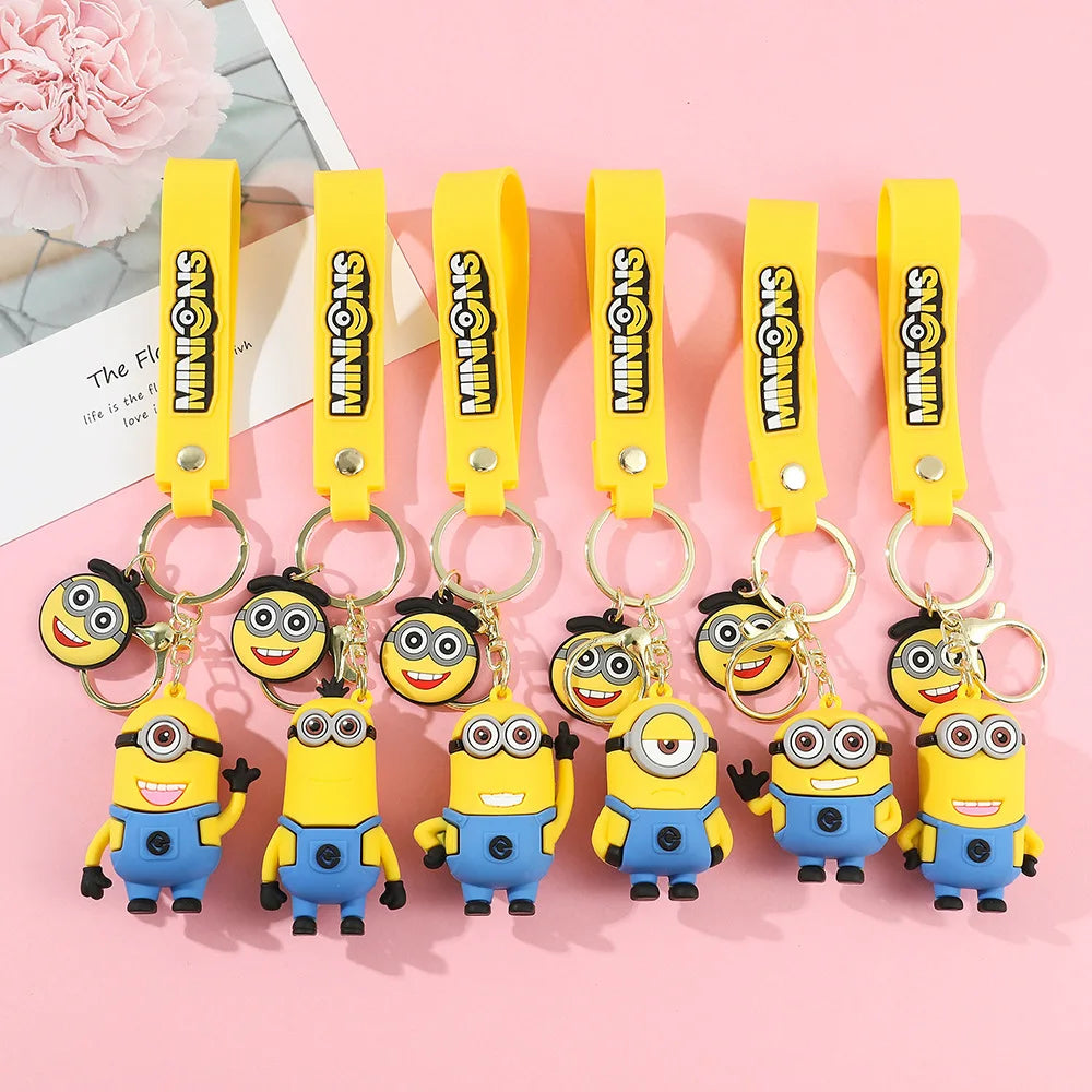 1/6PCS Creative, funny, smiling, Minion cartoon, anime doll, keychain, backpack, pendant chain, gift