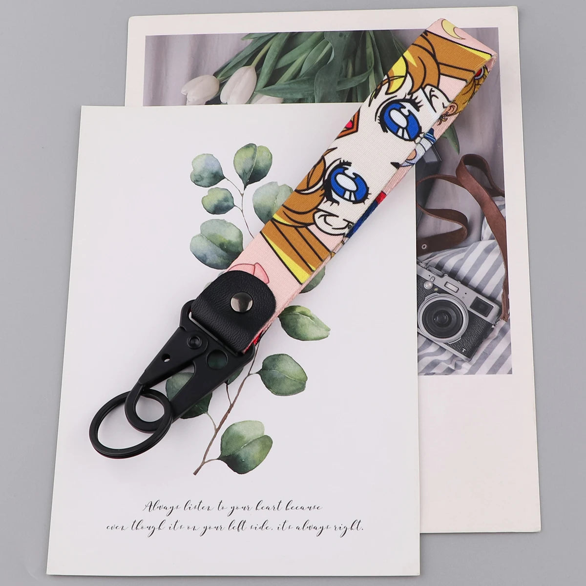 Kawaii Anime Keychain Straps Rope Cute Lanyard Bracelet for Keys Wrist Strap Short Lanyard Pendant Key Chain