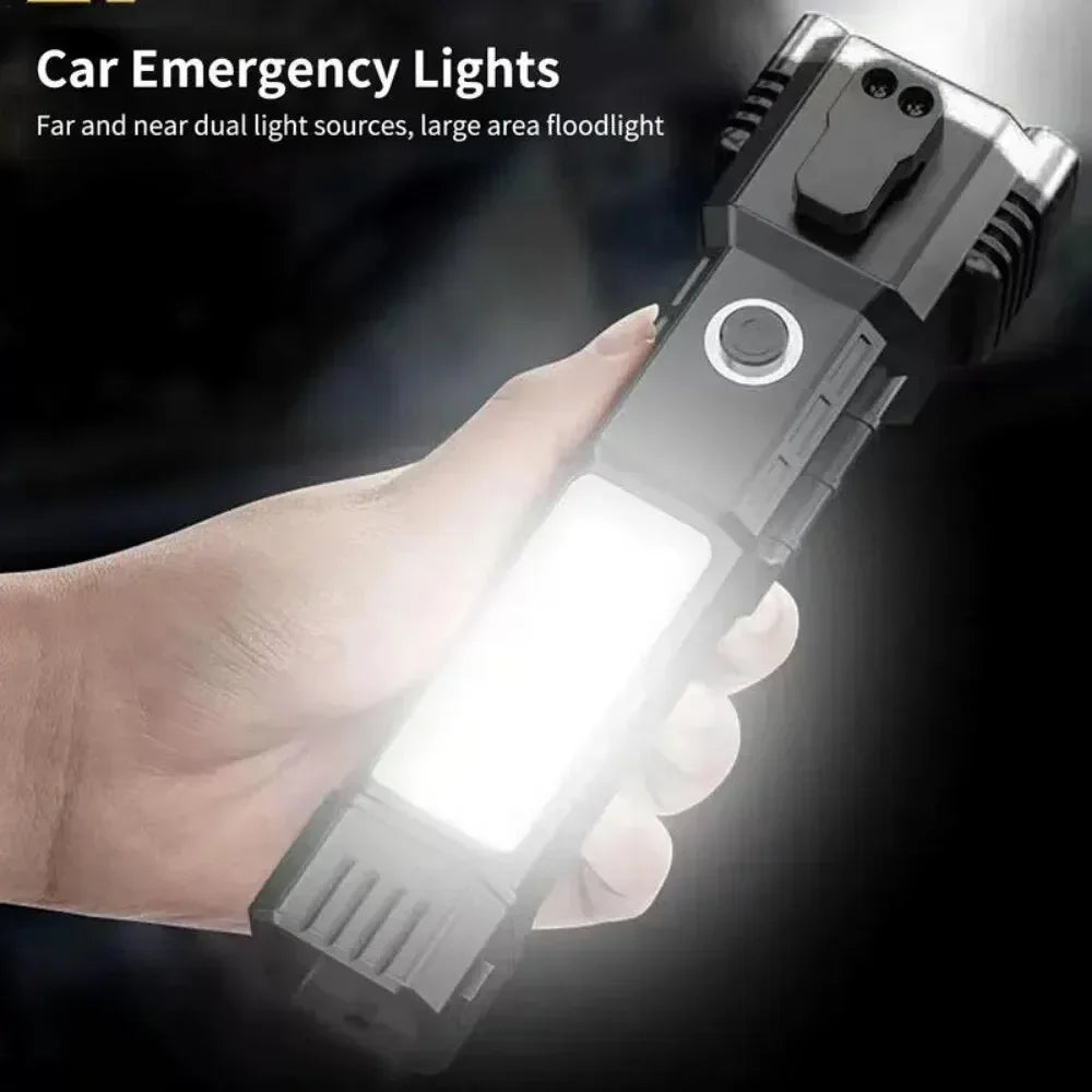 Tactical Flashlight 10000 Lumens - Telescopic Self Defense Baton with Stun Gun & USB-C Fast Charging (IPX7)
