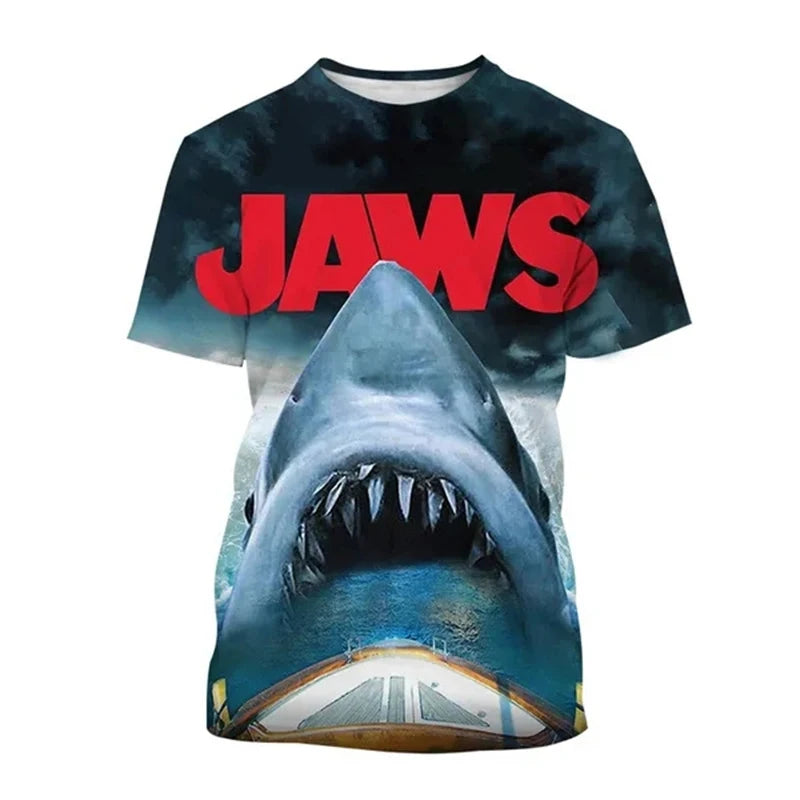 Horror Movie Jaws T-Shirts Shark 3D Printed Streetwear Men Women Fashion Oversized Short Sleeve T Shirt Kids Tees Tops Clothing
