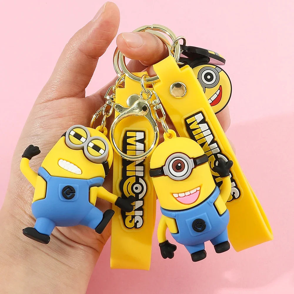 Cartoon Minions Keychain Kawaii Silicone Pendant Keyring Chinese Zodiac Cosplay Accessories for Car,Backpack,Keys