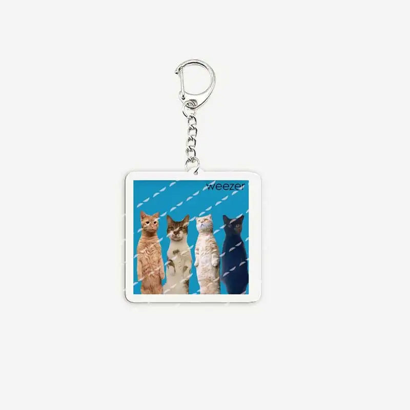 Rock Band Weezer Keychains for Accessories Bag Acrylic pat mikey matt brian Charm Keyrings Chains Jewelry Friends FANS Gifts