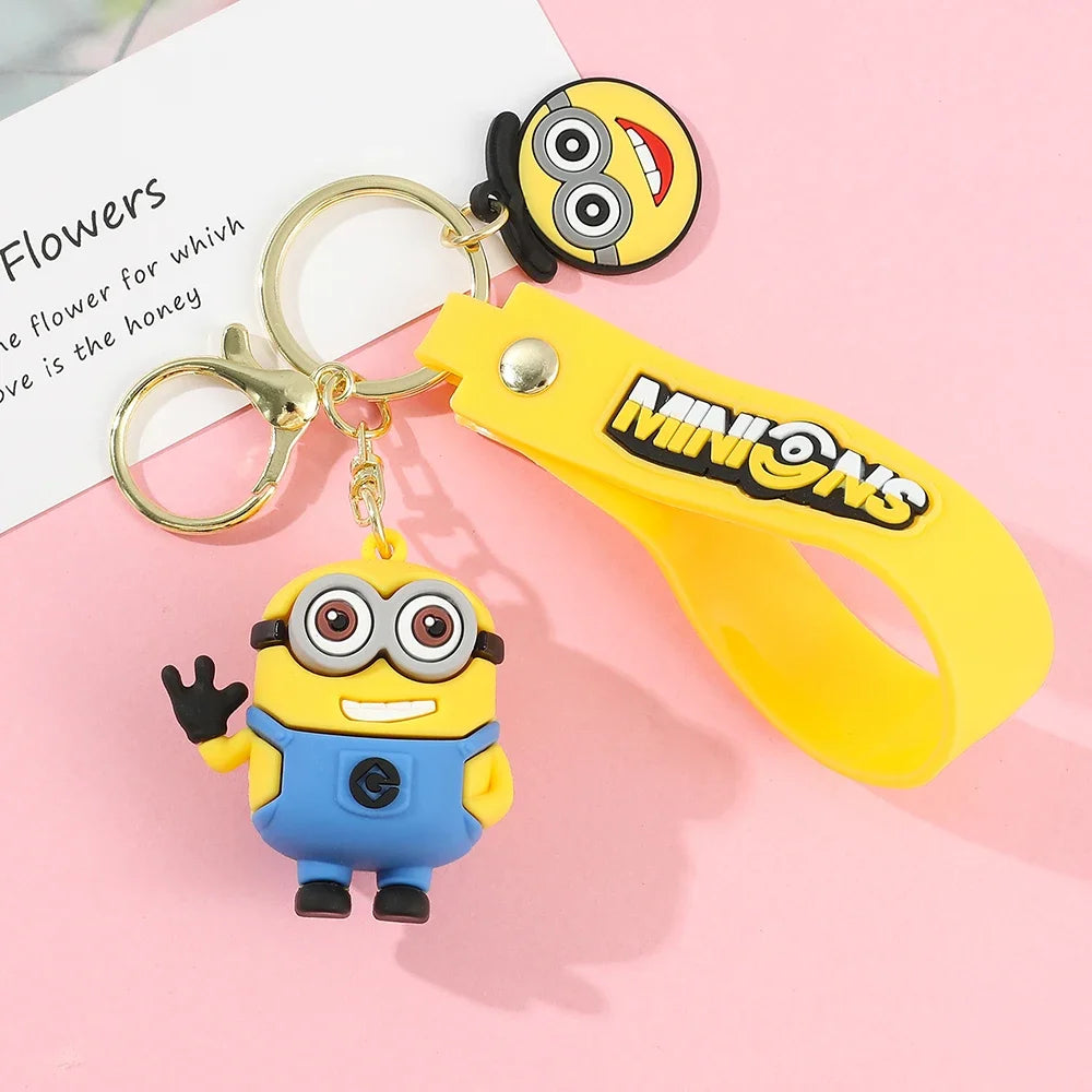 Cartoon Minions Keychain Kawaii Silicone Pendant Keyring Chinese Zodiac Cosplay Accessories for Car,Backpack,Keys