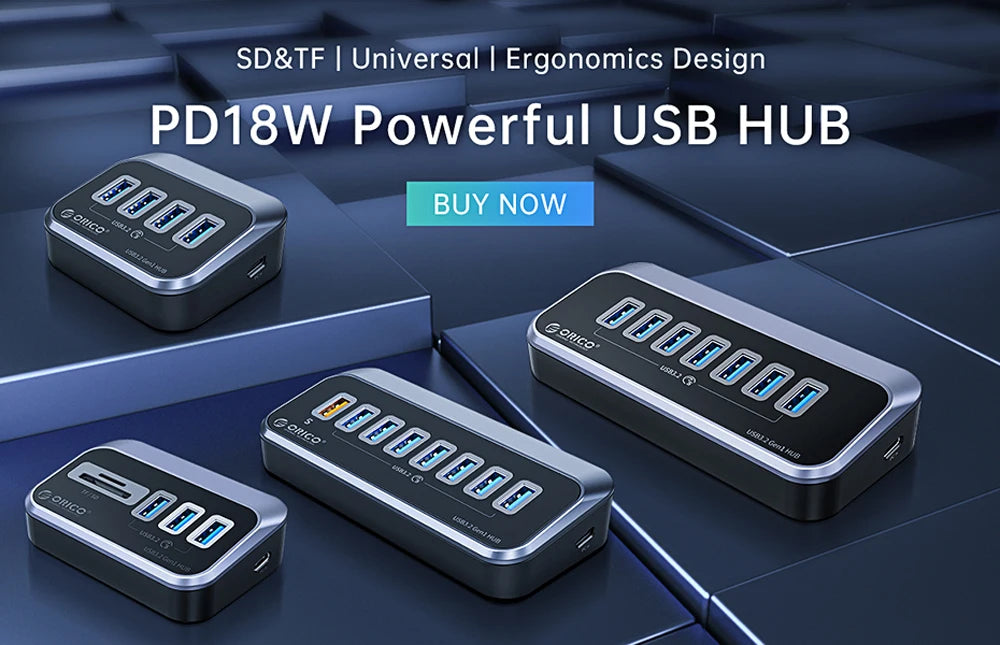 ORICO Powered USB 3.0 HUB 7/10/13/16 Ports Aluminum USB Extension with On/Off Switches Support BC1.2 Charging Splitter For PC